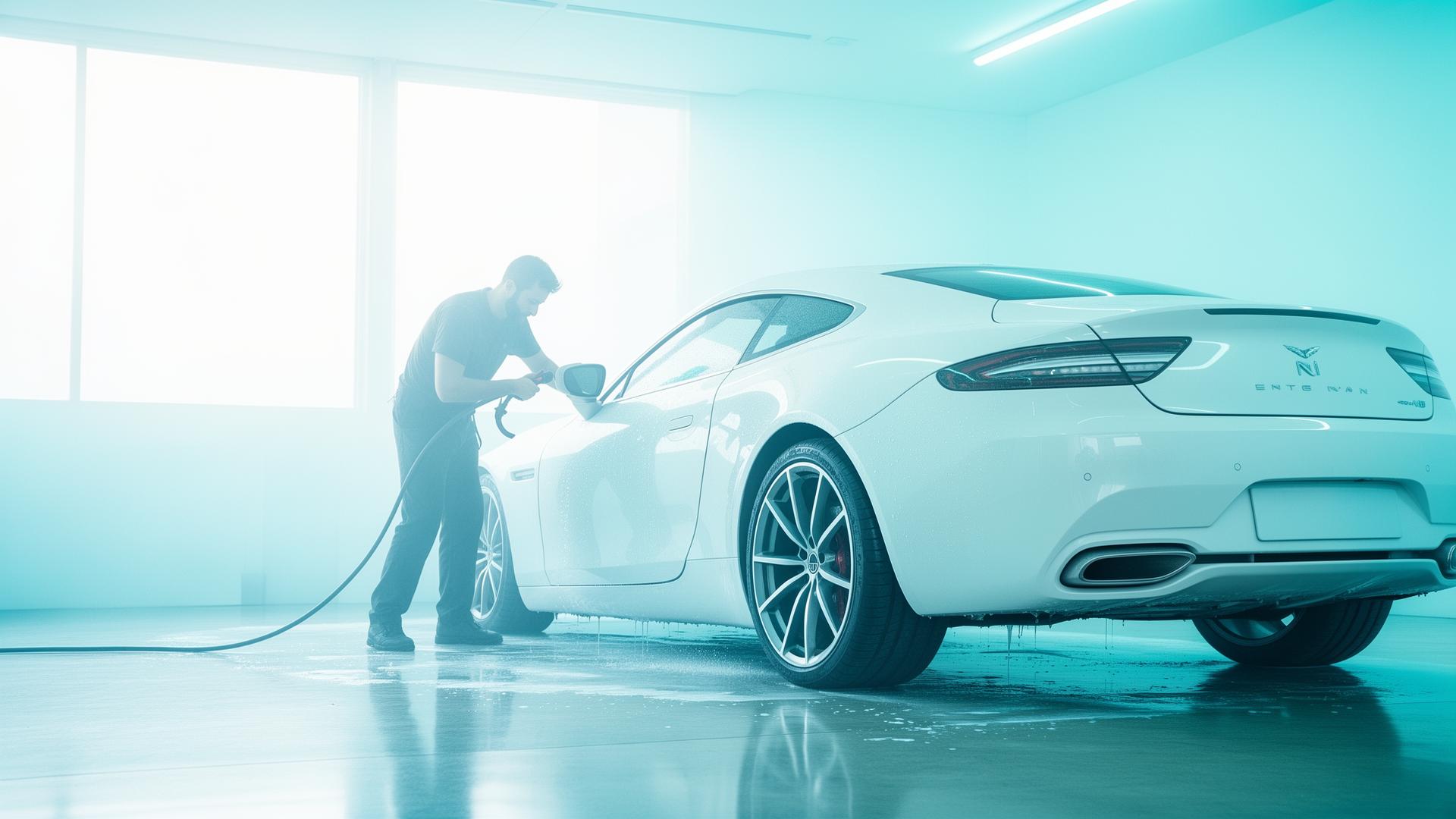 Premium Autopflege bei Zulka Autokosmetik – glänzendes Fahrzeug im hellen Detailing-Studio